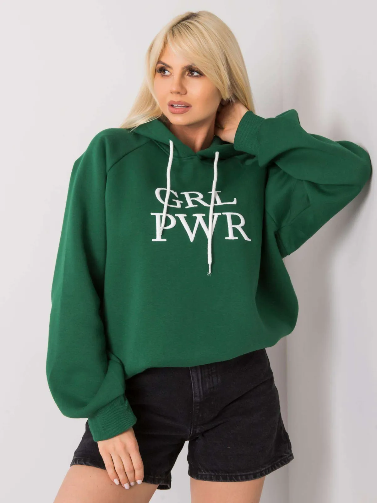 Ciemnoniebieska ocieplana bluza dresowa oversize - zdjęcie 4