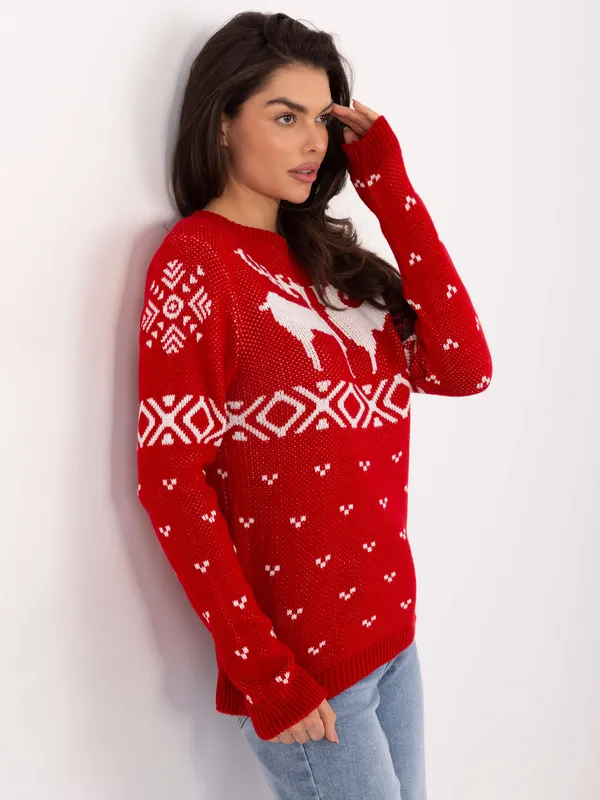 Świąteczny sweter z norweskim wzorem i reniferami - widok 2