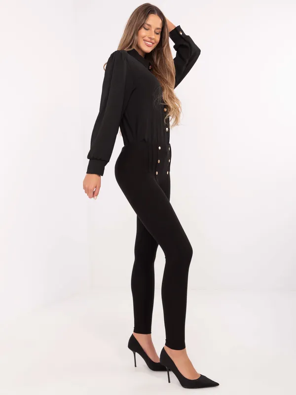 Dopasowane spodnie z wysokim stanem i guzikami - widok 2