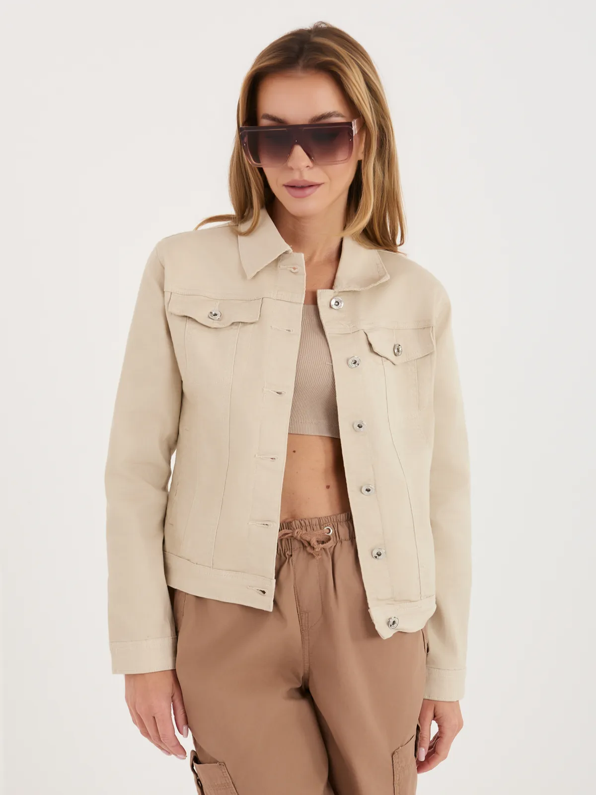 Klasyczna kurtka typu denim z guzikami - zdjęcie 1