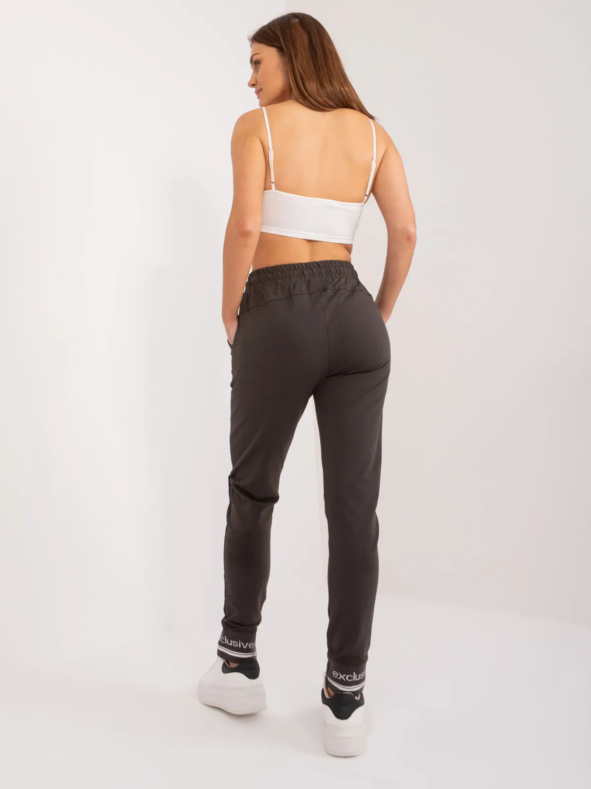 Damskie joggery z wysokim stanem i przeszyciami - zdjęcie 1