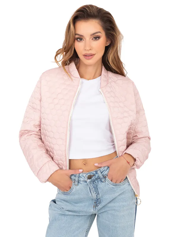 Krótka kurtka typu bomber z pikowaniem