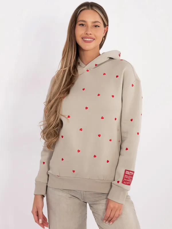Casualowa bluza z kapturem w serca - widok 2
