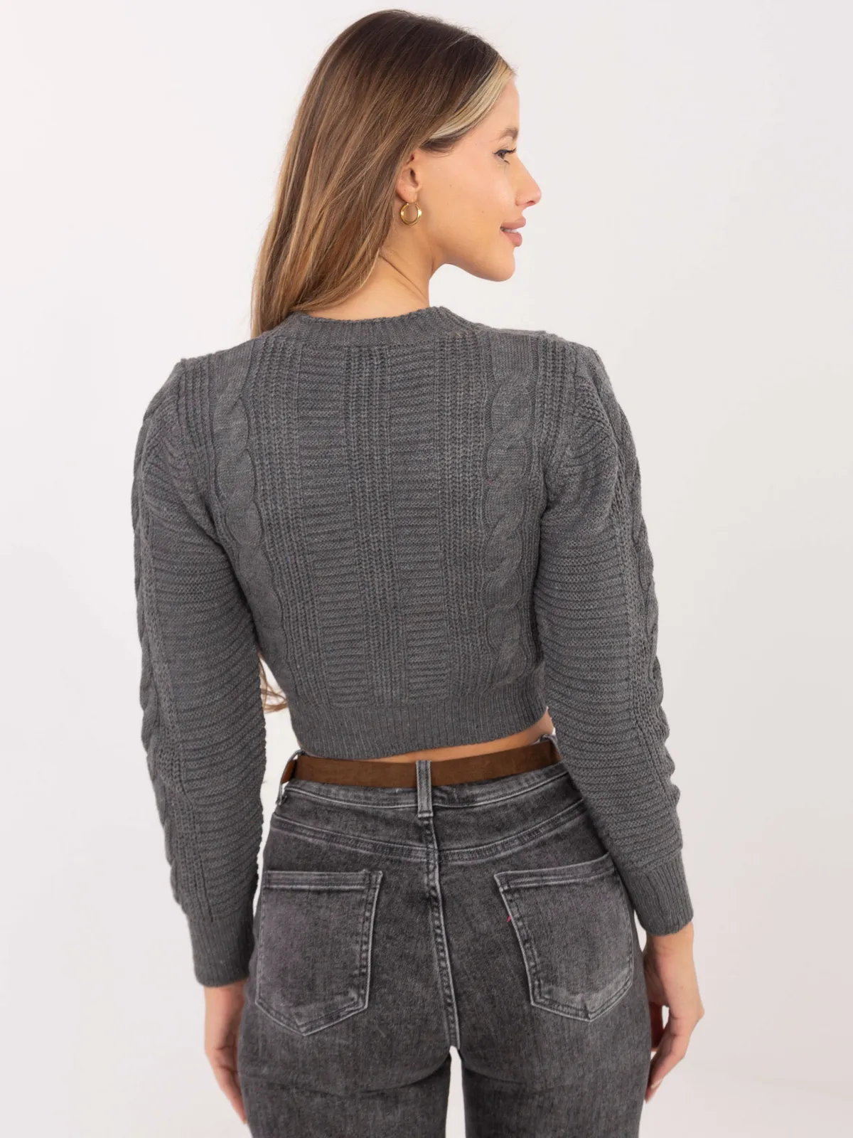 RUE PARIS Ciemnoszary sweter rozpinany - zdjęcie 3