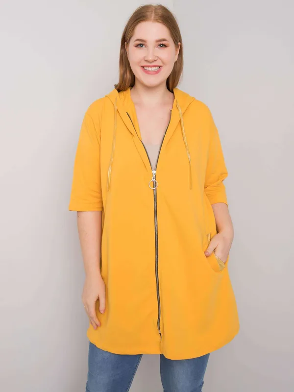 Czerwona damska bluza plus size rozpinana - widok 2