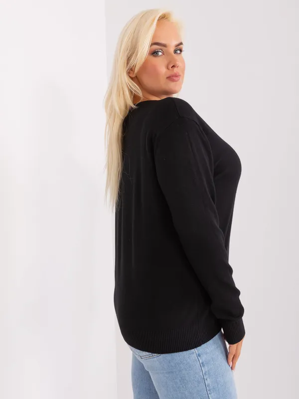 Ciemnobeżowy sweter plus size z guzikami - widok 2