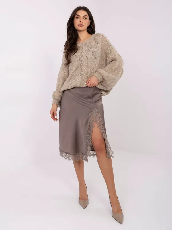 Sweter oversize o luźnym kroju z warkoczem - widok 2