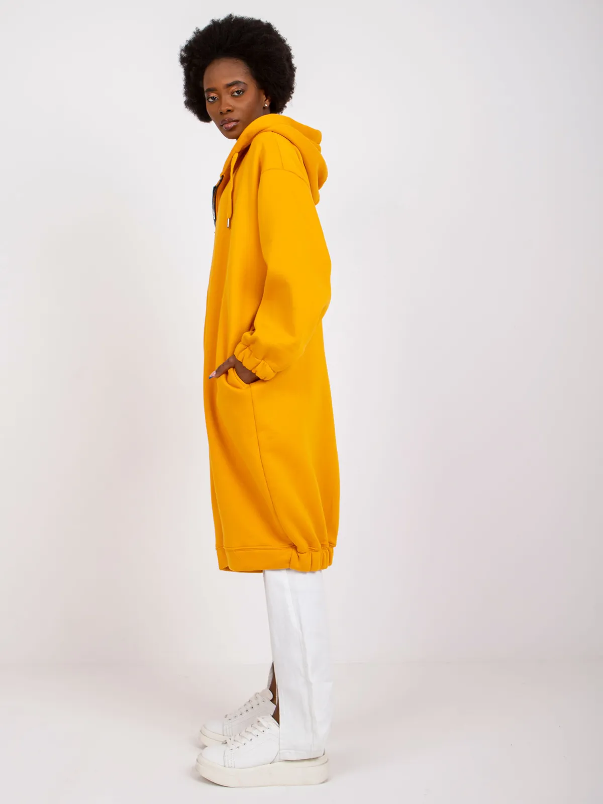 Długa bluza rozpinana o kroju oversize - zdjęcie 1