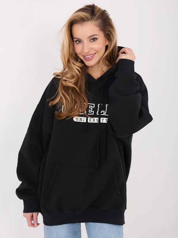 Bluza oversize z kapturem w stylu varsity - widok 2