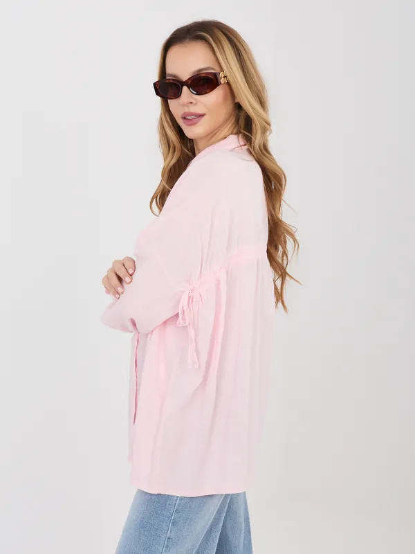 Koszula oversize z wiązanymi rękawami w stylu casual