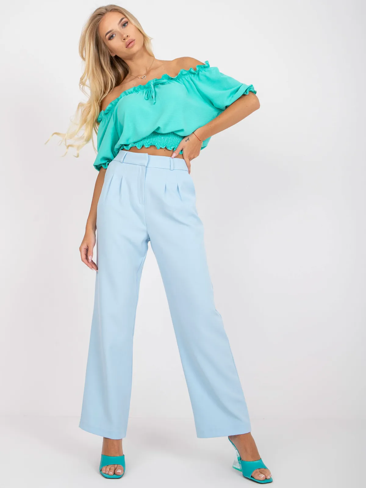 Klasyczne spodnie wizytowe z wysokim stanem - zdjęcie 1