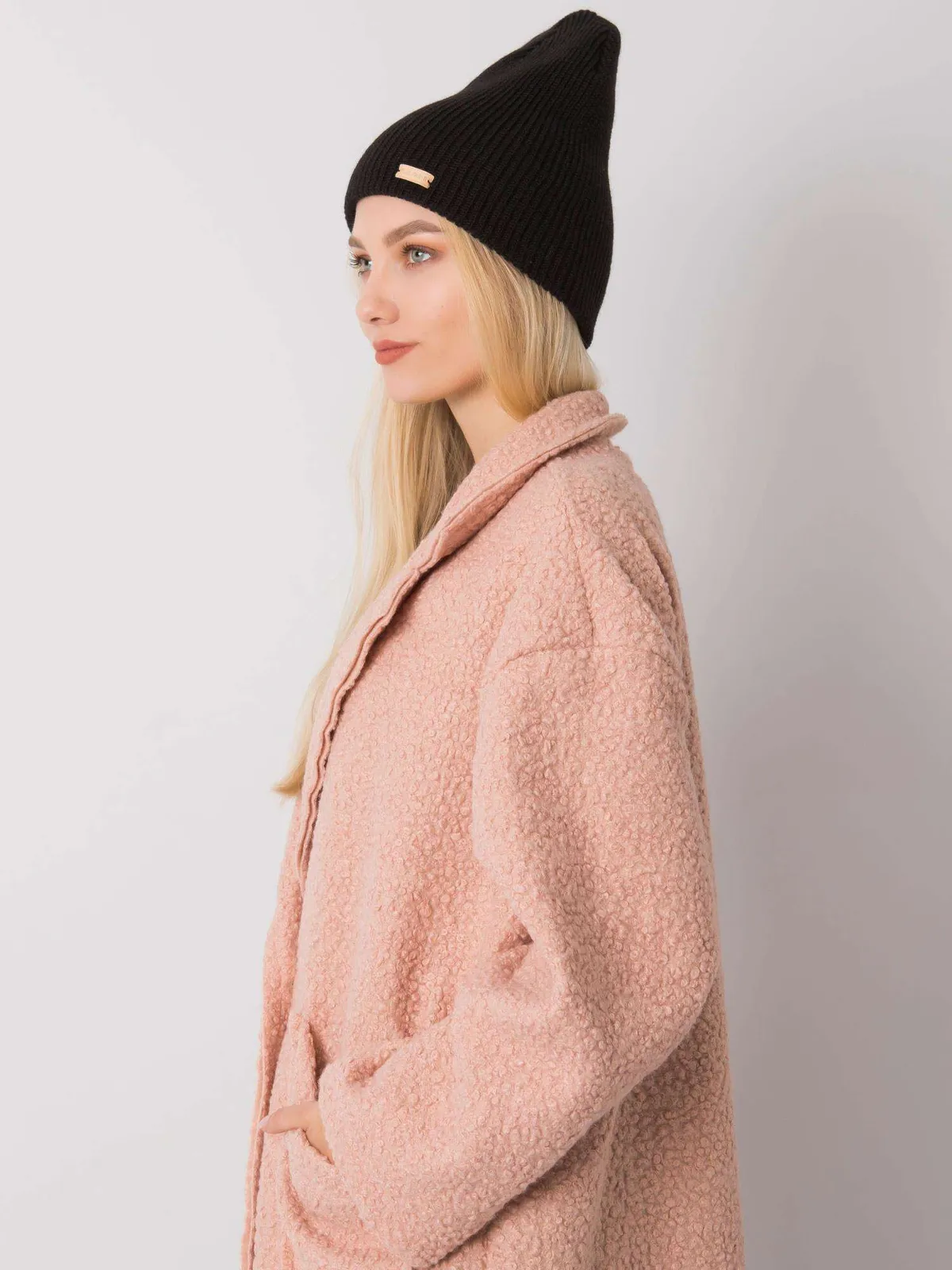RUE PARIS Ciemnoszara czapka beanie z dzianiny - zdjęcie 1