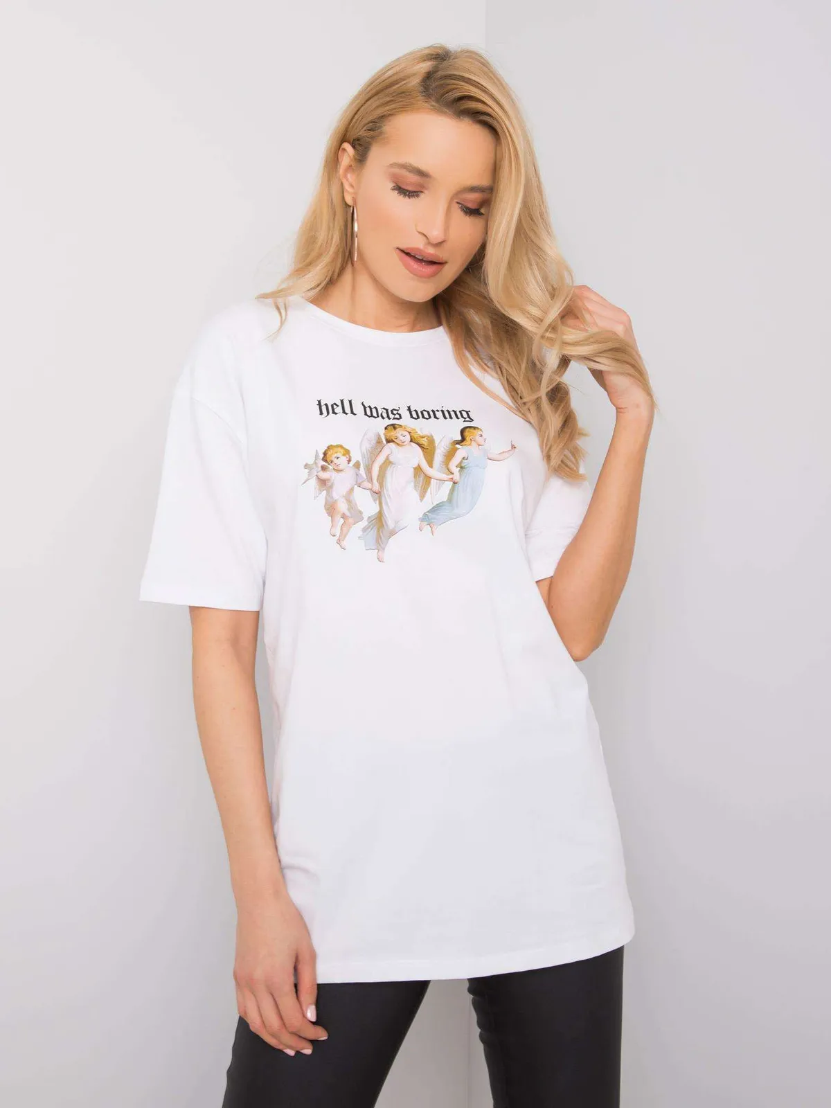 RUE PARIS Biały t-shirt z nadrukiem - zdjęcie 4