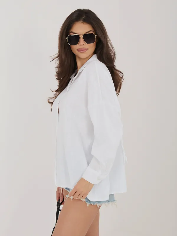 Koszula oversize z wiązanymi rękawami w stylu casual