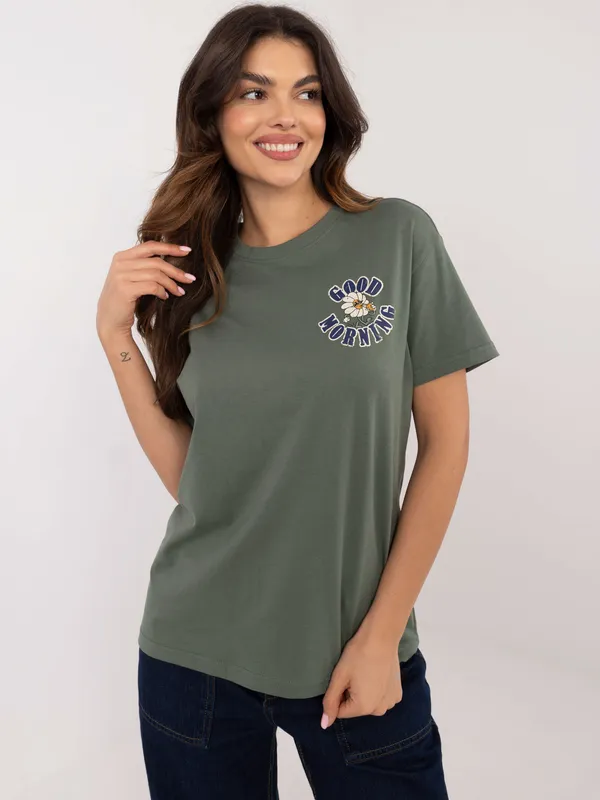Casualowy T-shirt z pozytywnym nadrukiem Good Morning - widok 2