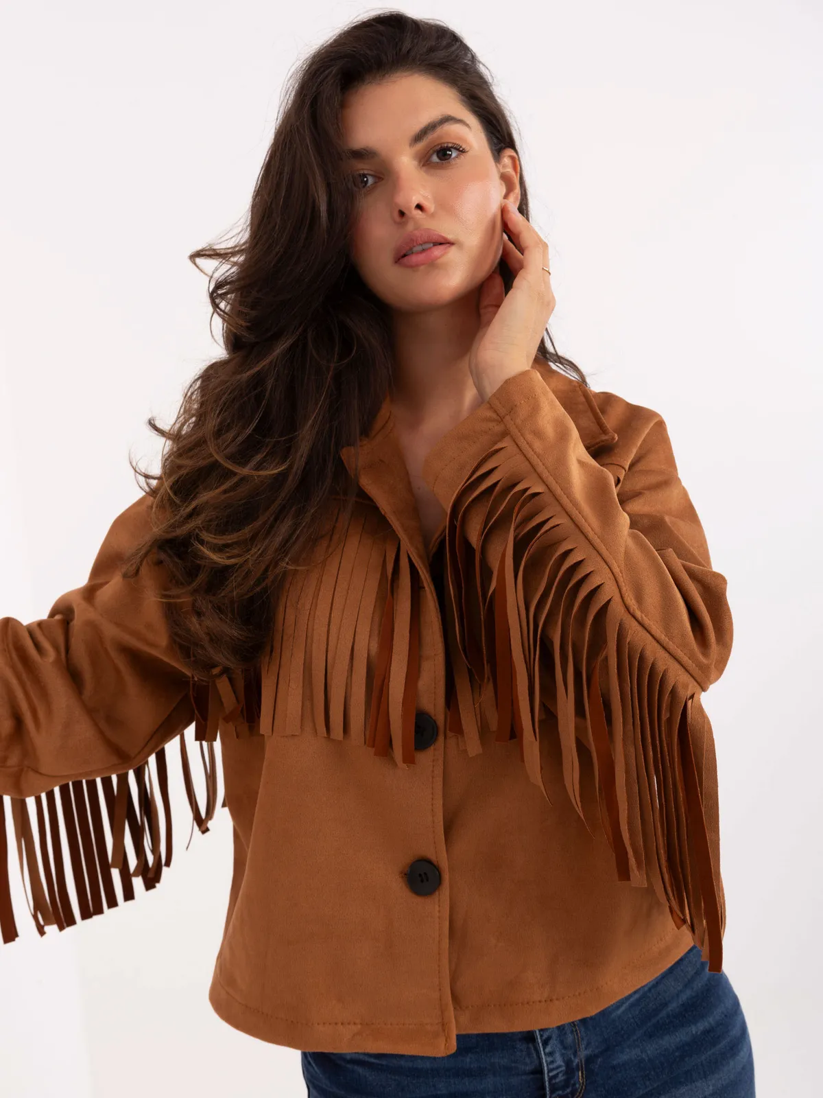 Kurtka w stylu boho z ozdobnymi frędzlami - zdjęcie 1