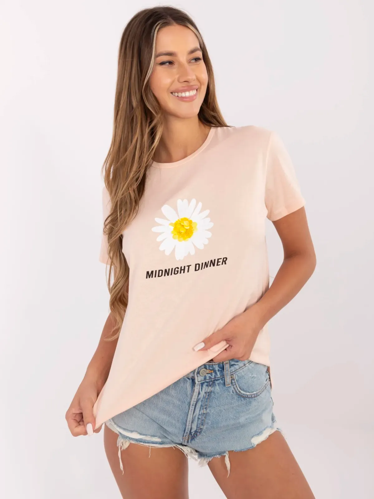 Casualowy T-shirt z kwiatowym nadrukiem - zdjęcie 1