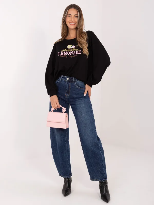 Bluza oversize z ozdobnym nadrukiem w stylu casual