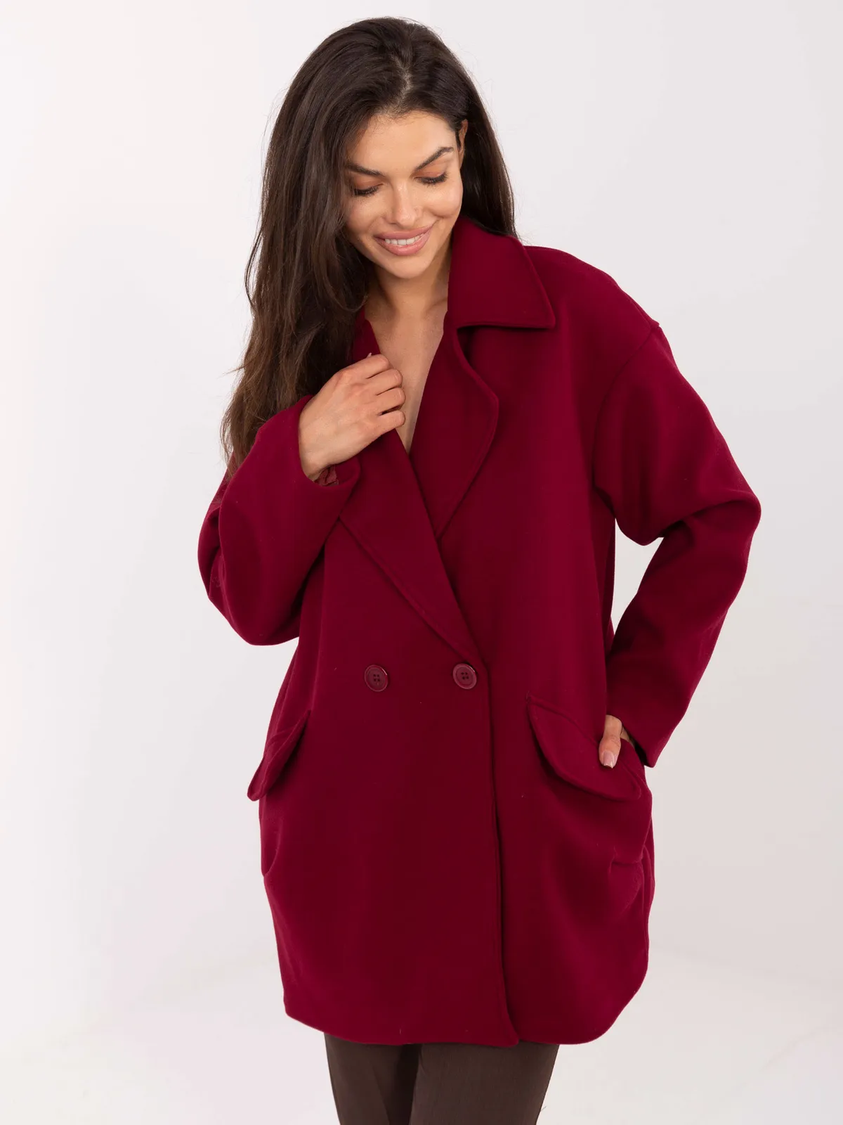 Dwurzędowy płaszcz oversize z szerokimi klapami - zdjęcie 1