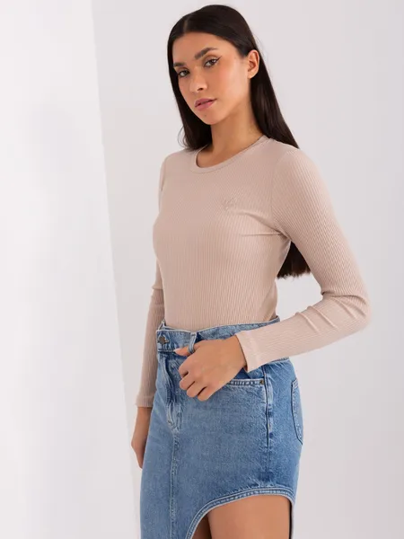 Beżowa bluzka w prążek BASIC FEEL GOOD