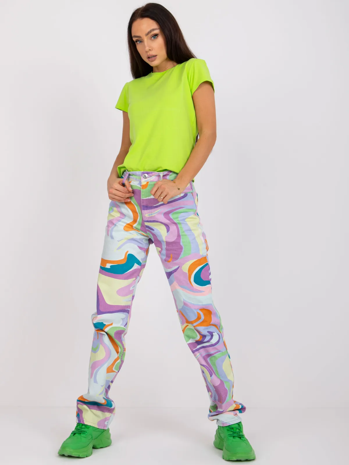 Fluo zielony t-shirt basic Peachy - zdjęcie 12
