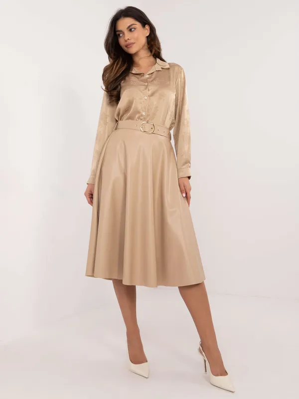 Rozkloszowana spódnica midi z praktycznym paskiem w talii - widok 2