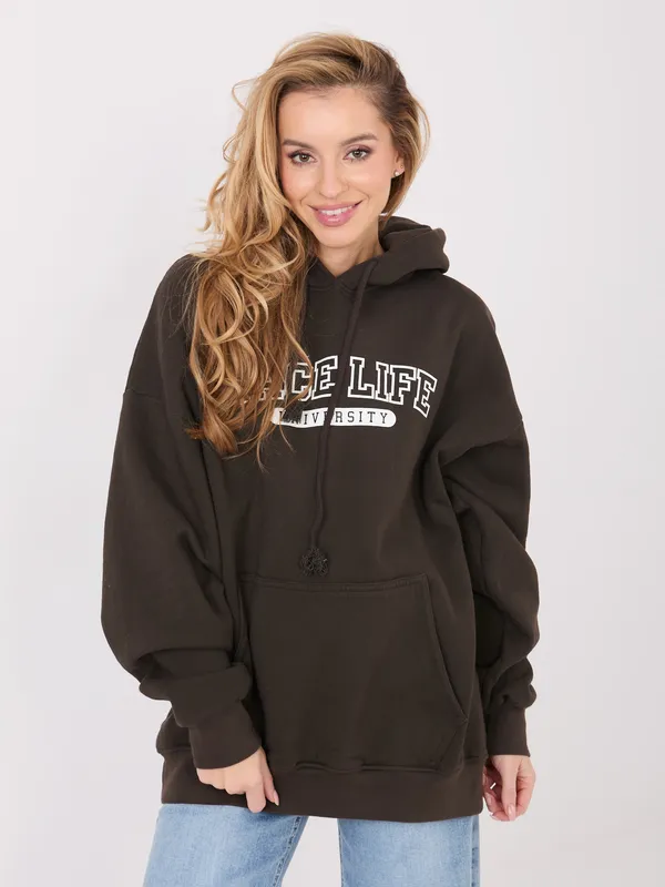 Bluza oversize z kapturem w stylu varsity - widok 2