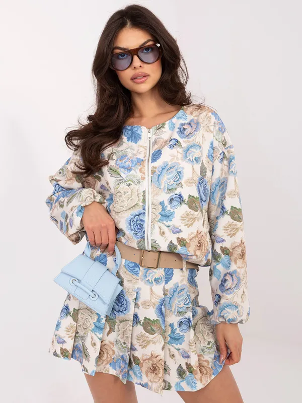 Krótka kurtka bomberka w kwiatowy wzór - widok 2