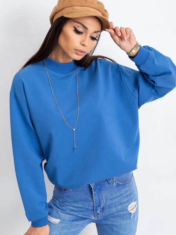 Niebieska bawełniana bluza basic - widok 2