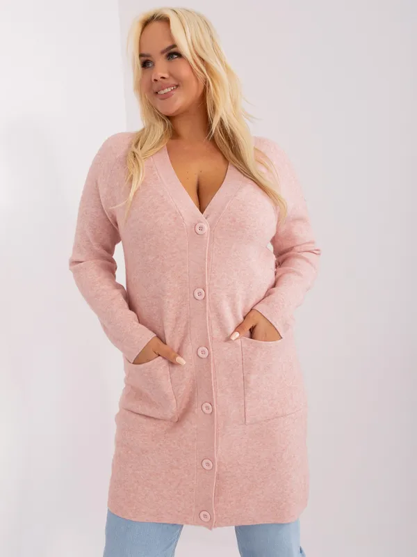 Kobaltowy damski sweter rozpinany plus size - widok 2