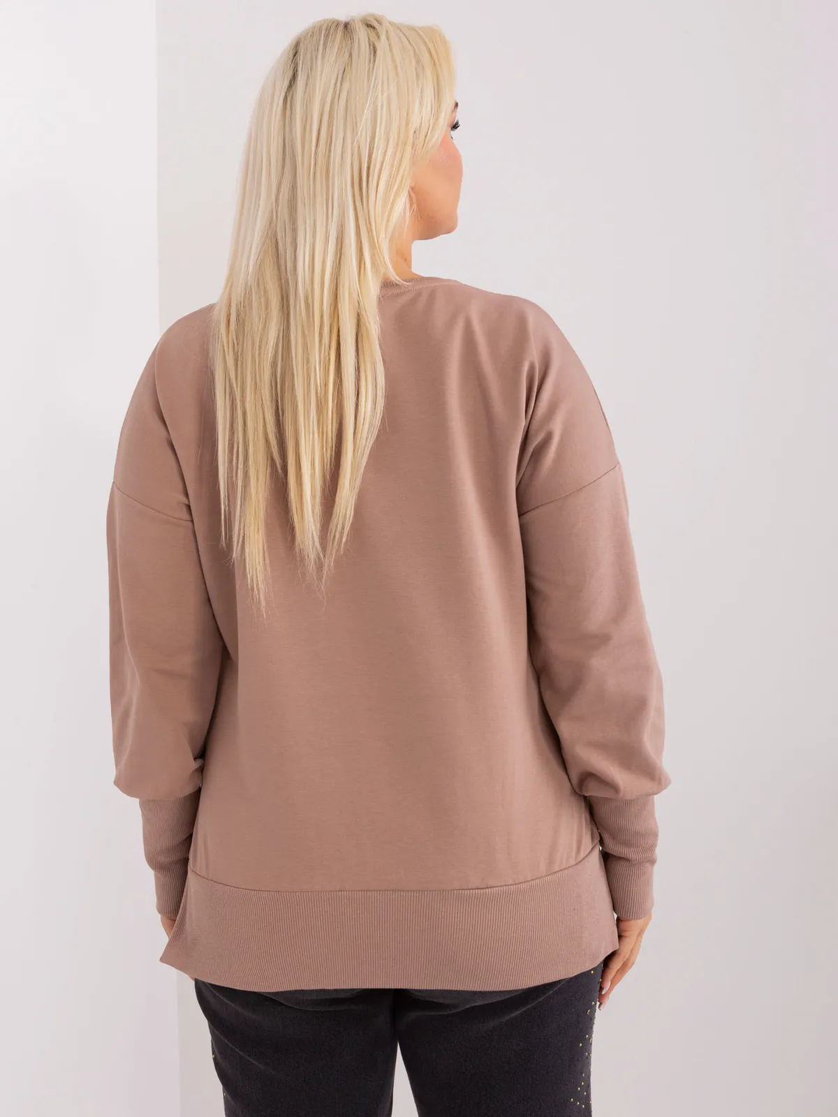 Ecru bawełniana damska bluzka plus size - zdjęcie 2