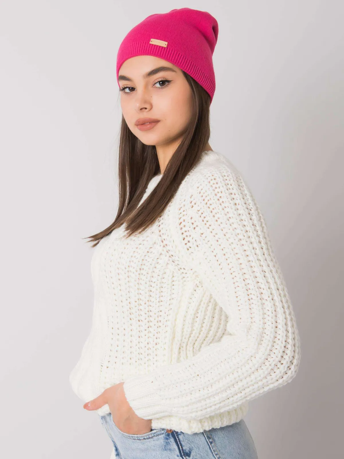 RUE PARIS Szara czapka beanie damska - zdjęcie 3