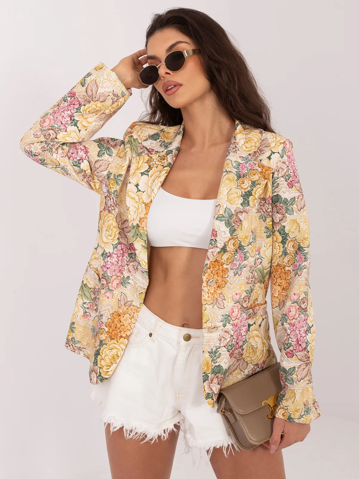 Żakiet wizytowy o kroju regular z kwiatowym motywem - zdjęcie 1