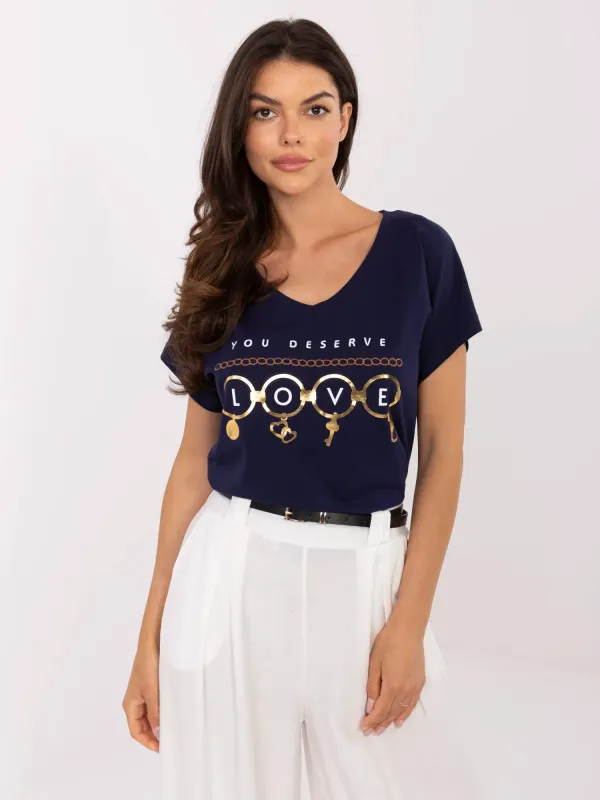 T-shirt casualowy z nadrukiem i napisem - widok 2