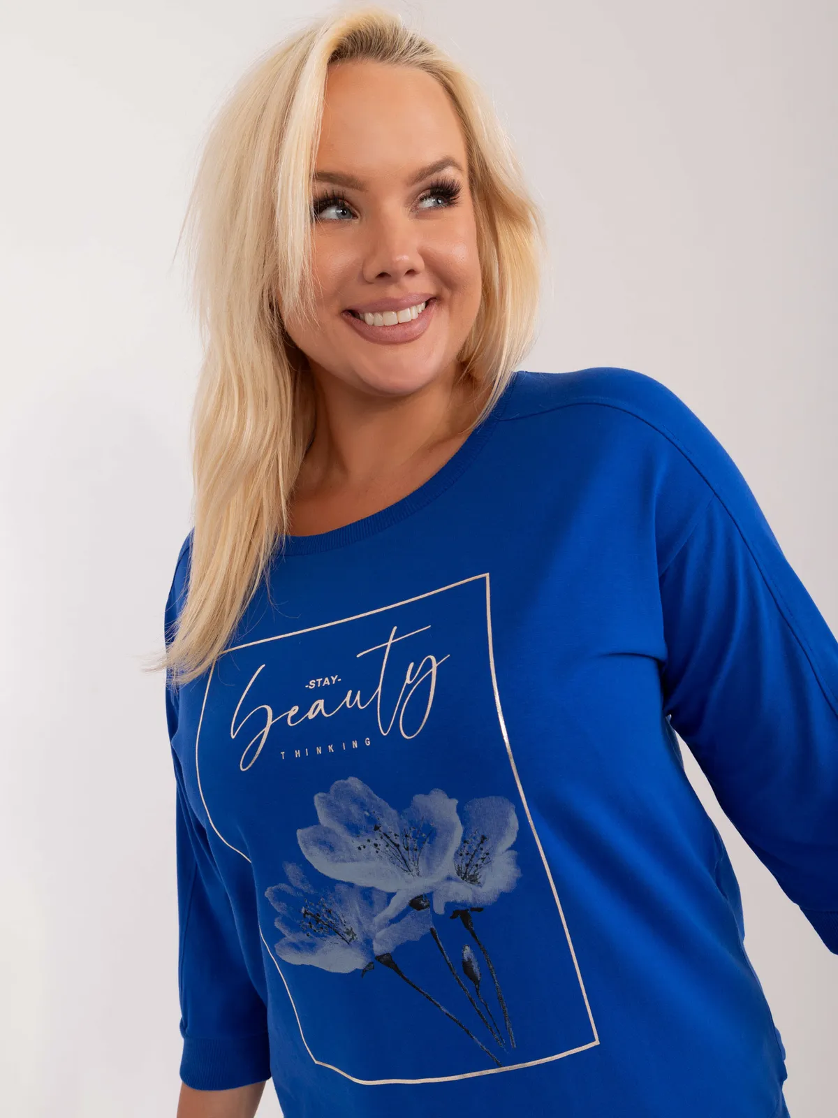 Casualowa bluza z nadrukiem i ściągaczem - zdjęcie 1