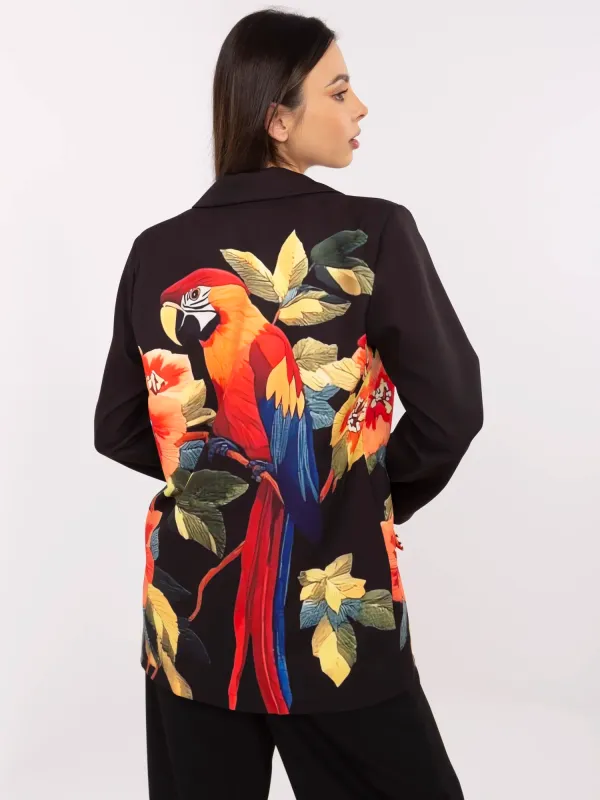 Marynarka oversize z wyrazistym motywem botanicznym - widok 2
