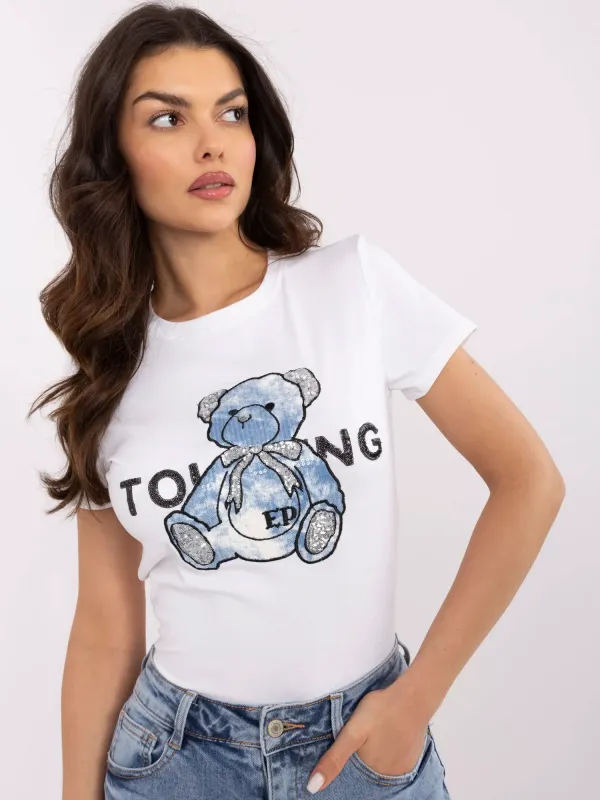 T-shirt z cekinową grafiką pluszowego misia