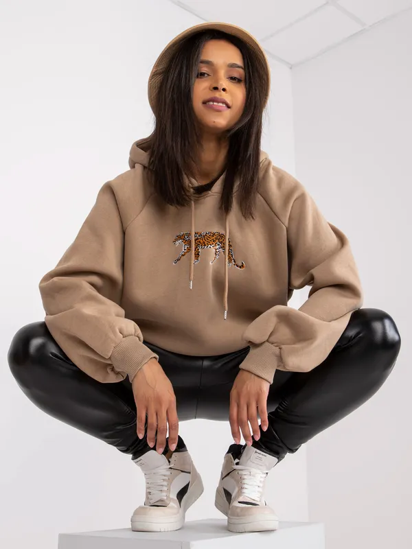 Bluza oversize z haftowanym motywem zwierzęcym