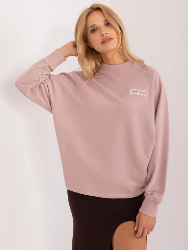 Bluza oversize z haftowanym napisem w stylu francuskim - widok 2