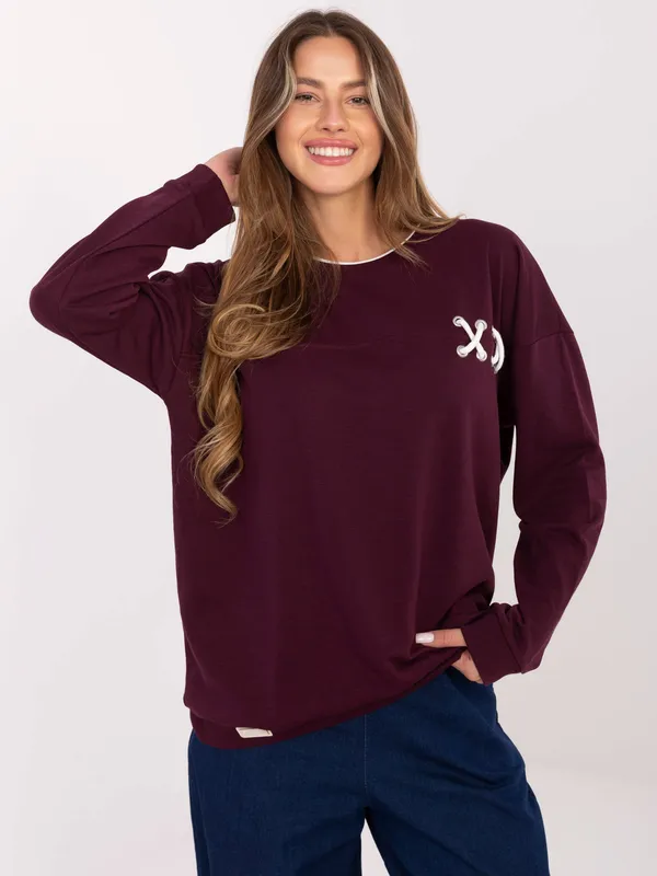 Bluza oversize z ozdobnym wiązaniem przy dekolcie