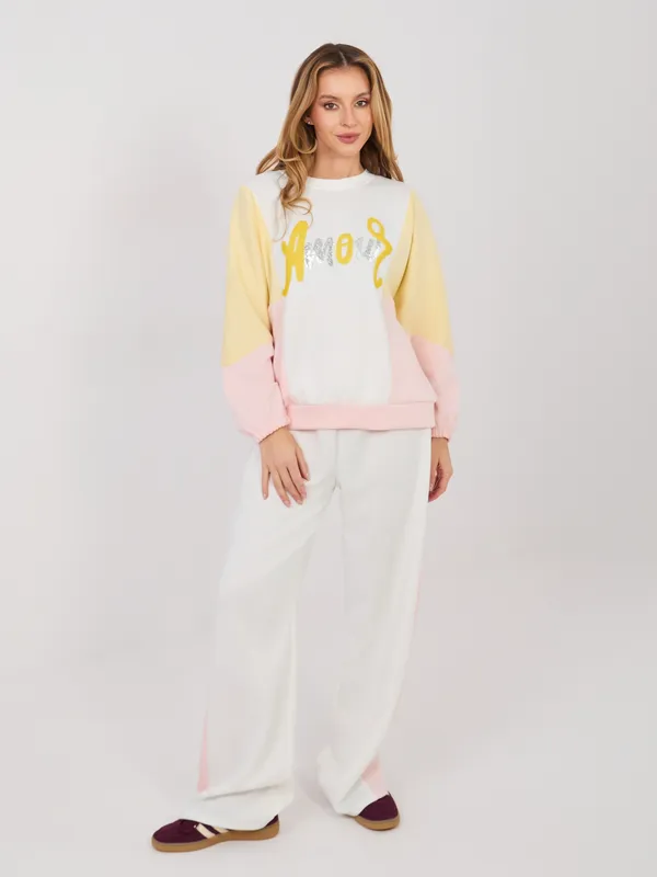 Casualowy komplet oversize z napisem i lampasami