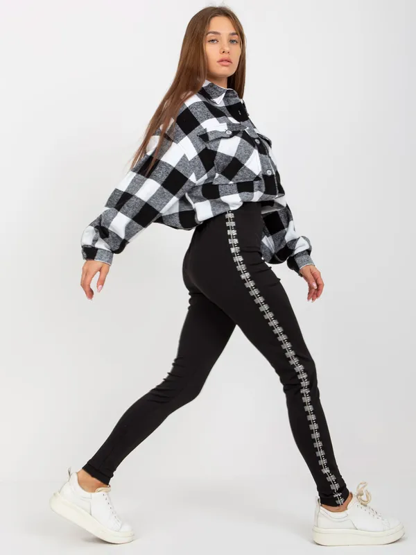 Czarne damskie legginsy na co dzień high waist - widok 2