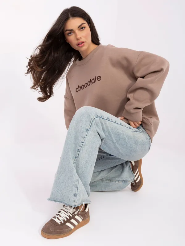 Casualowa bluza oversize z napisem z przodu
