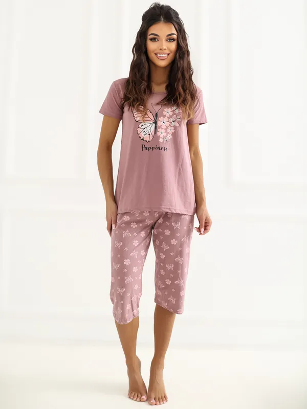 Piżama z t-shirtem i spodniami o długości 3/4
