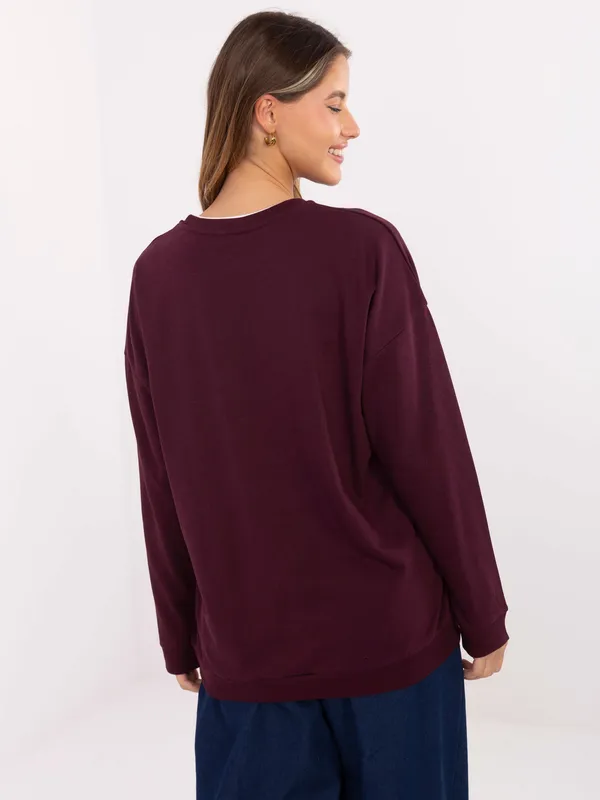 Bluza oversize z ozdobnym wiązaniem przy dekolcie - widok 2