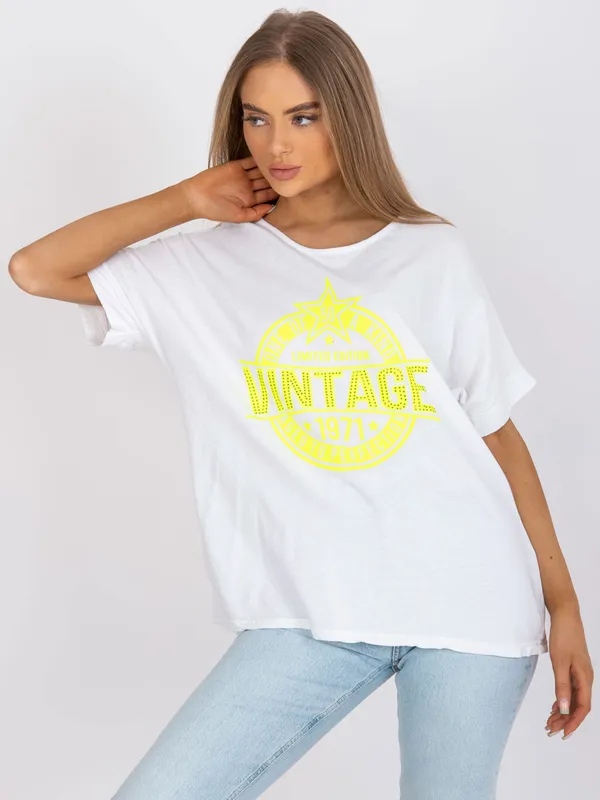 T-shirt oversize z nadrukiem w stylu vintage - widok 2