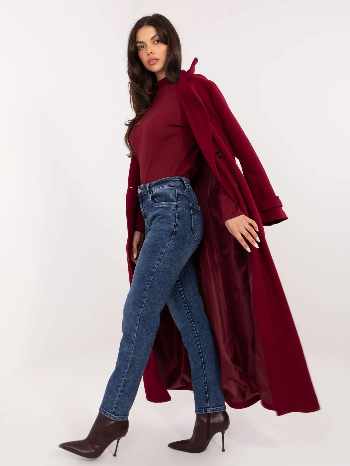 Klasyczne spodnie z wysokim stanem typu slim - zdjęcie 1