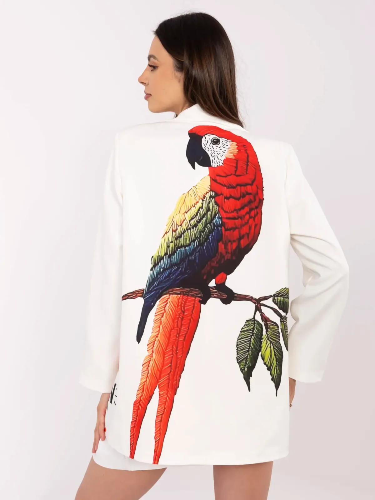 Marynarka oversize z wyrazistym motywem papugi - zdjęcie 1
