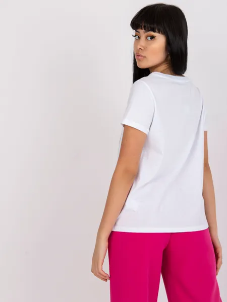 T-shirt z cekinowym napisem w casualowym stylu