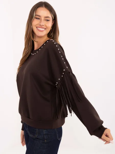 Bluza oversize z frędzlami i ozdobnymi nitami